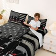thumbnail image 4 of Manfei Retro Camo US Flag Queen Sheets, Patriotic Soldier Silhouette Queen Sheet Sets, Red, Black Reversible 4pcs (1 Flat Sheet, 1 Fitted Sheet and 2 Pillowcases), 4 of 6