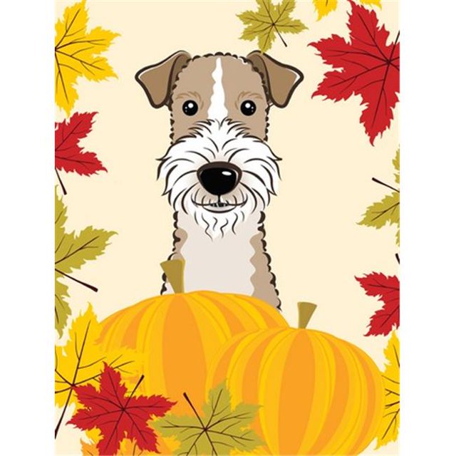 Wire Haired Fox Terrier Thanksgiving Flag Garden