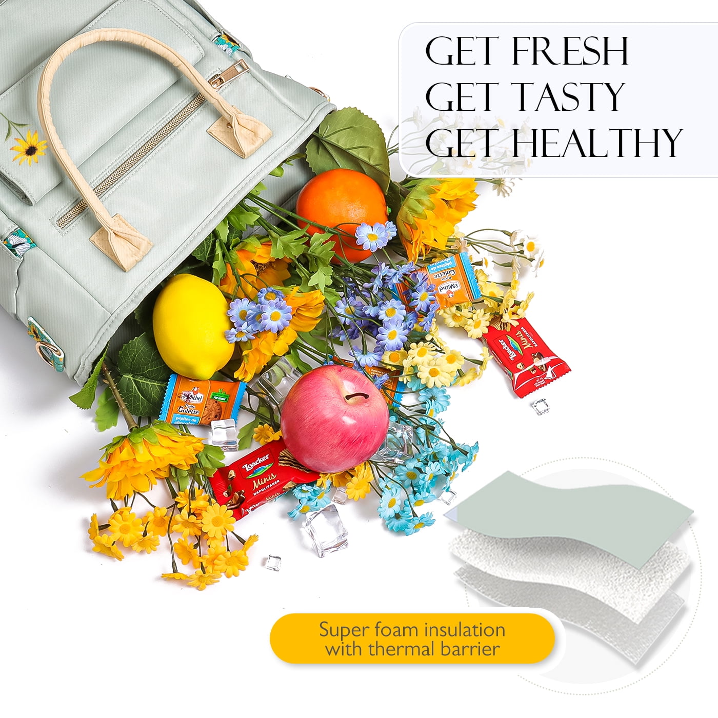 Deluxe Large Insulated Lunch Bag Box Women - Leakproof Waterproof Cooler with Multi Pockets Removable Strap for Work Picnic - Teacher Mothers Day Christmas Birthday Gifts