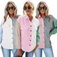 thumbnail image 3 of Fjuchai Women's Shirts Casual Sweatshirts Tops Button Down Long Sleeve Shirts Spring Autumn Block Splicing Shirt S-XXL, 3 of 9