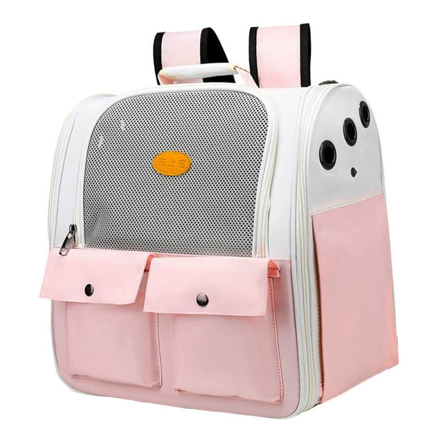 Sac de Voyage pour Animaux Sangle Réglable Pliable Respirant pour Capacité Chat Randonnée Marche Rose