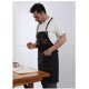 thumbnail image 2 of CHAO Delantal de chef, delantal de lona con bolsillos, delantal de cocina con espalda cruzada para cocinar, asar, hornear, barbacoa, barbería, color negro, 2 of 5