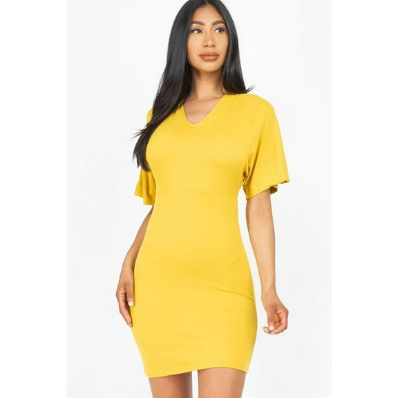 Dolman Sleeves Solid Mini Dress L