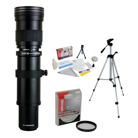 Opteka 420-800mm f/8.3 HD Telephoto Zoom Lens with UV Filter and Tripod for Pentax Pentax K-1, K-3 II, KP, K-70, K-S2, K-S1, K-500, K-50, K-30, K-7, K-5, K-3, K20D, K100D and K10D Digital SLR Cameras