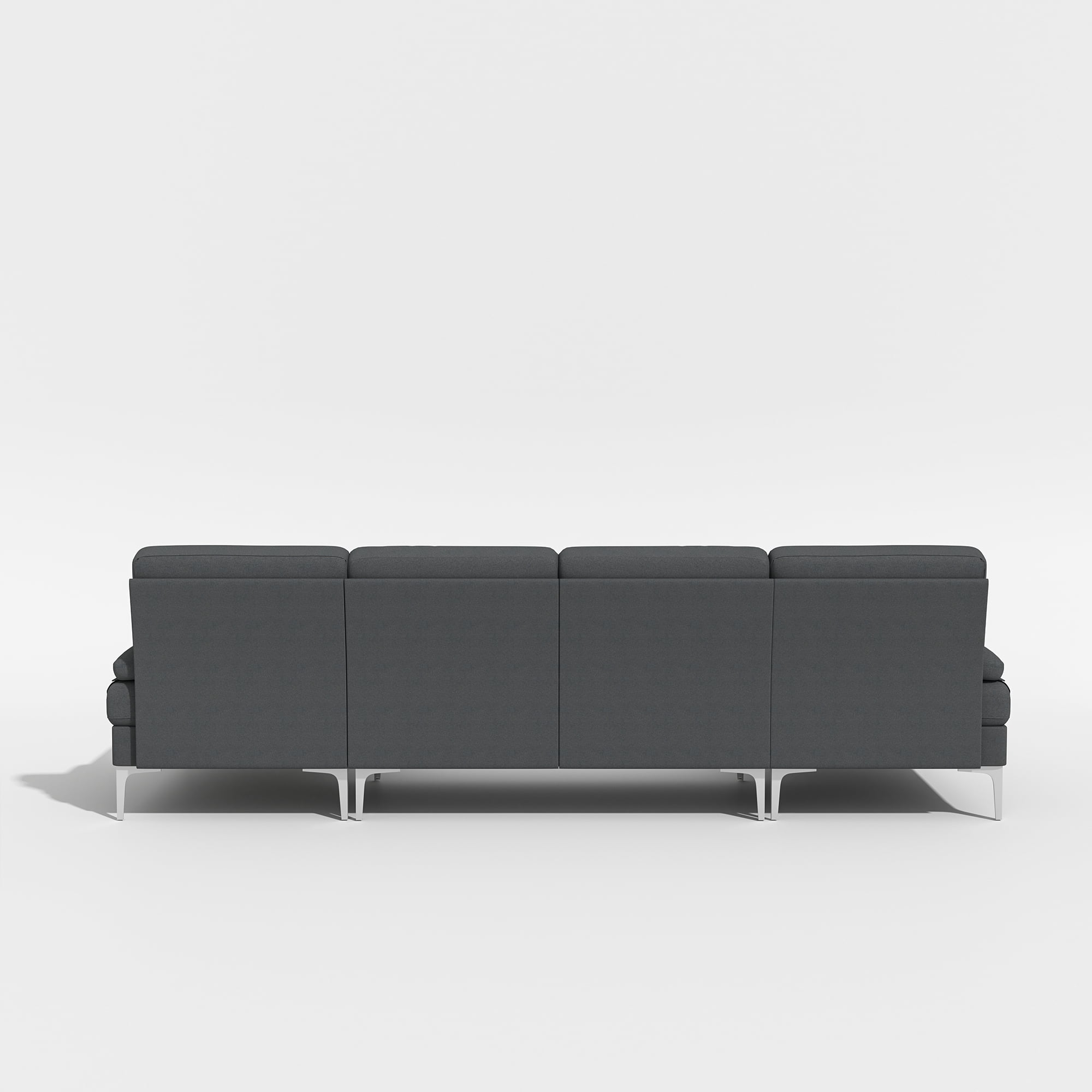 Kadyn U-Shaped Fabric with Two Imperial Concubine Iron Feet 4 Seats Indoor Modular Sofa, Sofa Couch for Living Room, Dark Gray