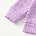 thumbnail image 6 of Kucnuzki 3T Toddler Baby Girl Winter Outfits Pants Sets 4T Long Sleeve Solid Color Waffle Pull-Over Elastic Denim Pants 2PCS Set Purple, 6 of 9