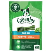 Greenies Fresh Flavor Adult Natural Dental Dog Treats Petite Size, 12 oz Pack (20 Count)