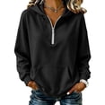 thumbnail image 4 of Half Zipper Women's Hoodie Womens Sweatshirts Trendy Mama Sweatshirts for Women Soft Hoodie Loungewear Sweatshirt Women Womens Sweatshirts No Hood Warm Hoodies，Black4，S, 4 of 6