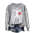 thumbnail image 4 of Neewe Women's Halloween Skeleton Printed Casual Crew Neck Sweatshirt Loose Soft Long Sleeve Pullover Tops, 4 of 6