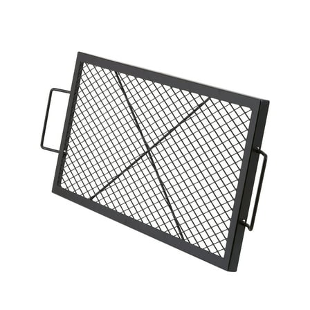 KFFKFF Cross-Marks Barbecue Grill Grate, Rectangular Cookware, Robust Steel Outdoor BBQ Grill Grid with Handle & Support Cross Wire, Movable Outdoor Cooking Equipment for Social Events, 32 Inch Black