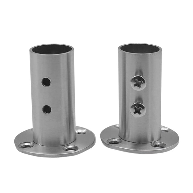 Shisuyan 2PCS Professional Durable 2 Holes Heavy Duty Ringent Stainless Steel Coloset Pole Socket