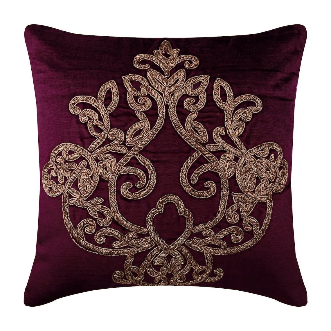 Cushion Cover Sofa, Purple Throw Pillow Cover, Zardozi Damask