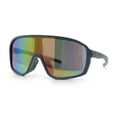 thumbnail image 5 of Mens Oversized Shield Color Mirror Sport Wrap Plastic MTB Rectangle Sunglasses Grey - Pink Rainbow Mirror, 5 of 7