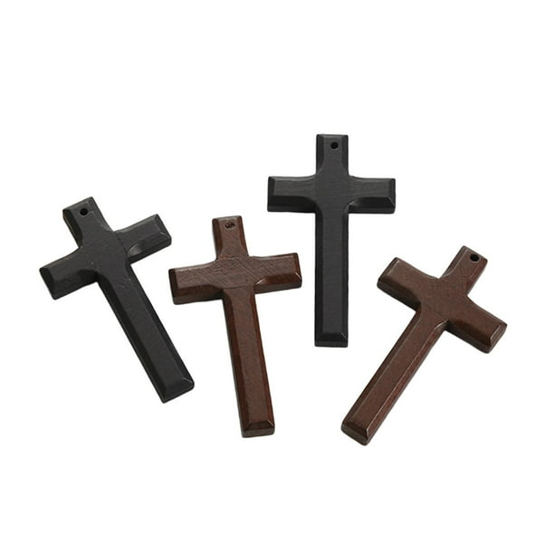 4 colgantes de cruz de madera, colgantes de mano para oración, sencillos de 8,5 x 4,7 cm, decoración colgante para proyectos de manualidades, collar f