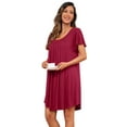 thumbnail image 5 of JWD Womens Nightgown Short Sleeves Sleepwear Soft Loose Sleepshirt Scoopneck Pleated Nightshirt Loungewear, 5 of 5