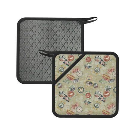 

2PCS Pot Holders for Kitchen - Heat Resistant Silicone Pot Holders with Hanging Loop Marine Sailing Badges Non Slip Oven Hot Pads Potholders for Decor Baking Cooking Kitchen