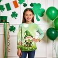 thumbnail image 2 of Tauxra Chandail de la Saint-Patrick pour Adultes, T-Shirt à Manches 3/4 Imprimé Col Rond, T-Shirt Graphique Trèfle Décontracté à Manches Longues pour Activités Festives, 2 of 6