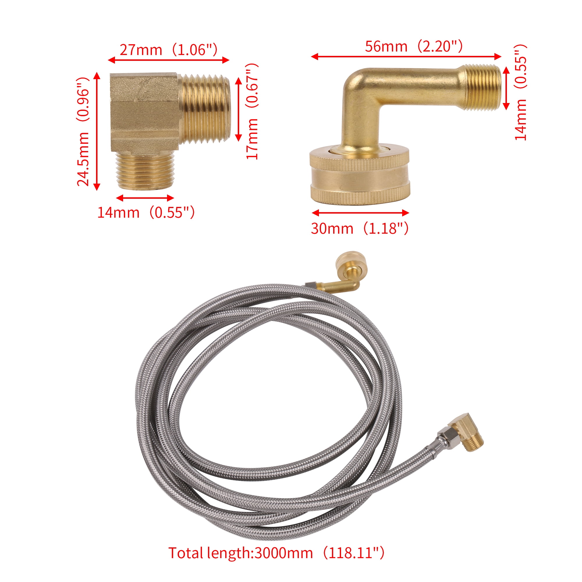 Lot De 10 Flexibles Lave-vaisselle Tressés Inox - Longueur 8 Pieds (96") - Raccord 3/8" X 3/4" Coudé - Neuf