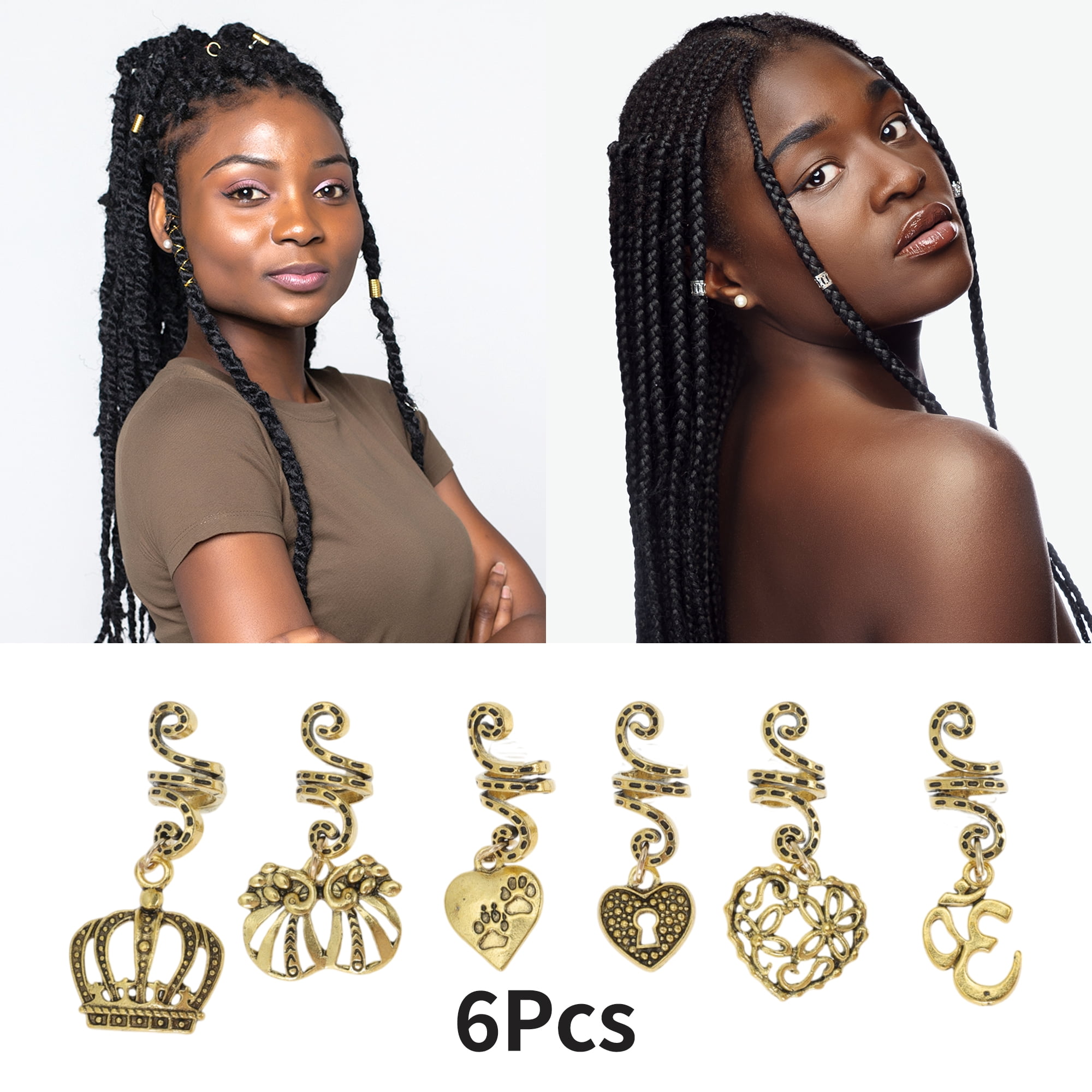 Unique Bargains Snake-shaped Leaves Hair Cuffs Dreadlock 6 Pcs [Snake-shaped Heart Crown]