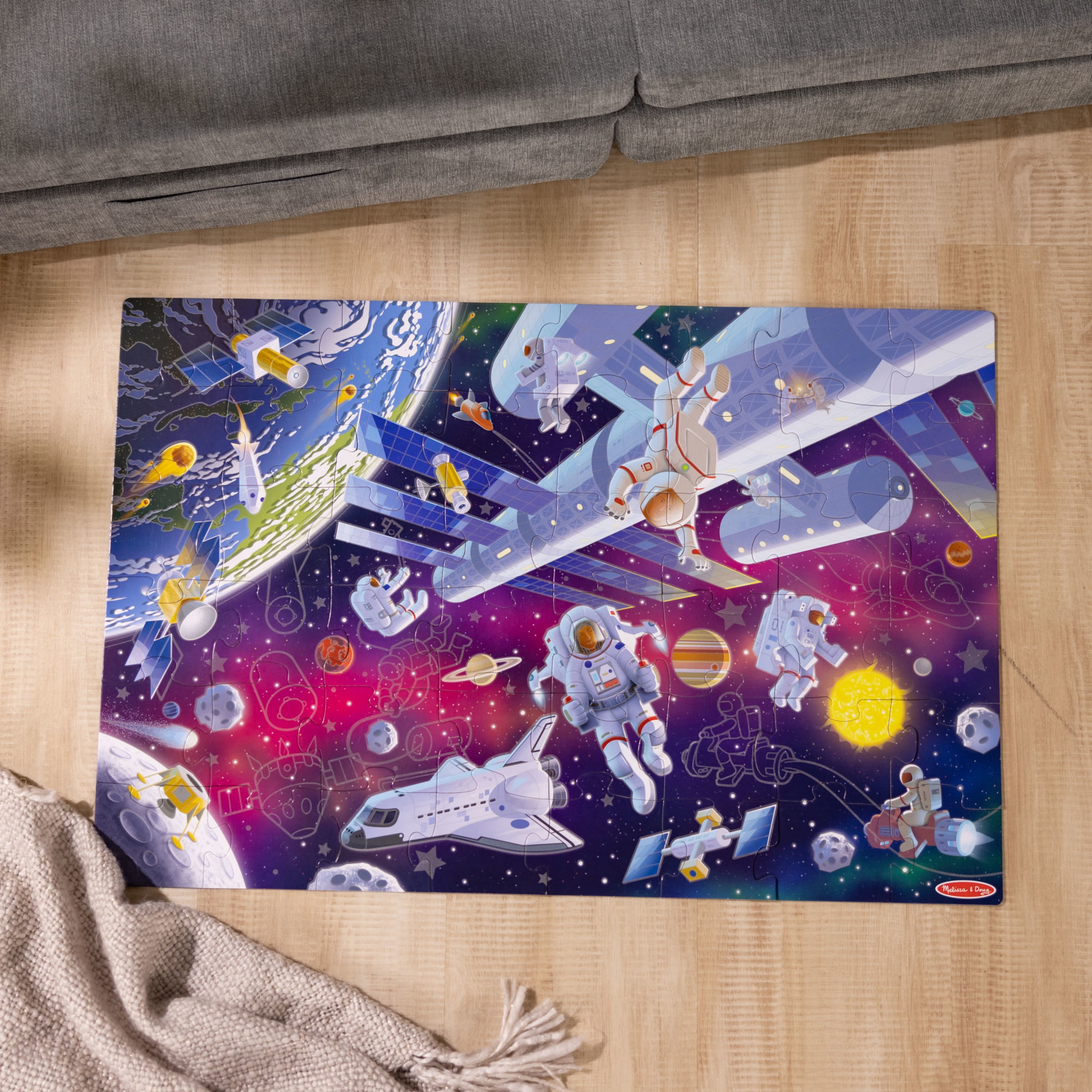 Melissa & Doug Outer Space Glow-in-the-Dark Cardboard Jigsaw Floor Puzzle – 48 Pieces, for Boys and Girls 3+ - FSC Certified