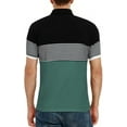 thumbnail image 4 of YTD Men's Short Sleeve Polo Shirts Casual Slim Fit Contrast Color Stitching Stripe Cotton Shirts, 4 of 4