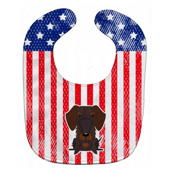 Patriotic USA Wire Haired Dachshund Chocolate Baby Bib