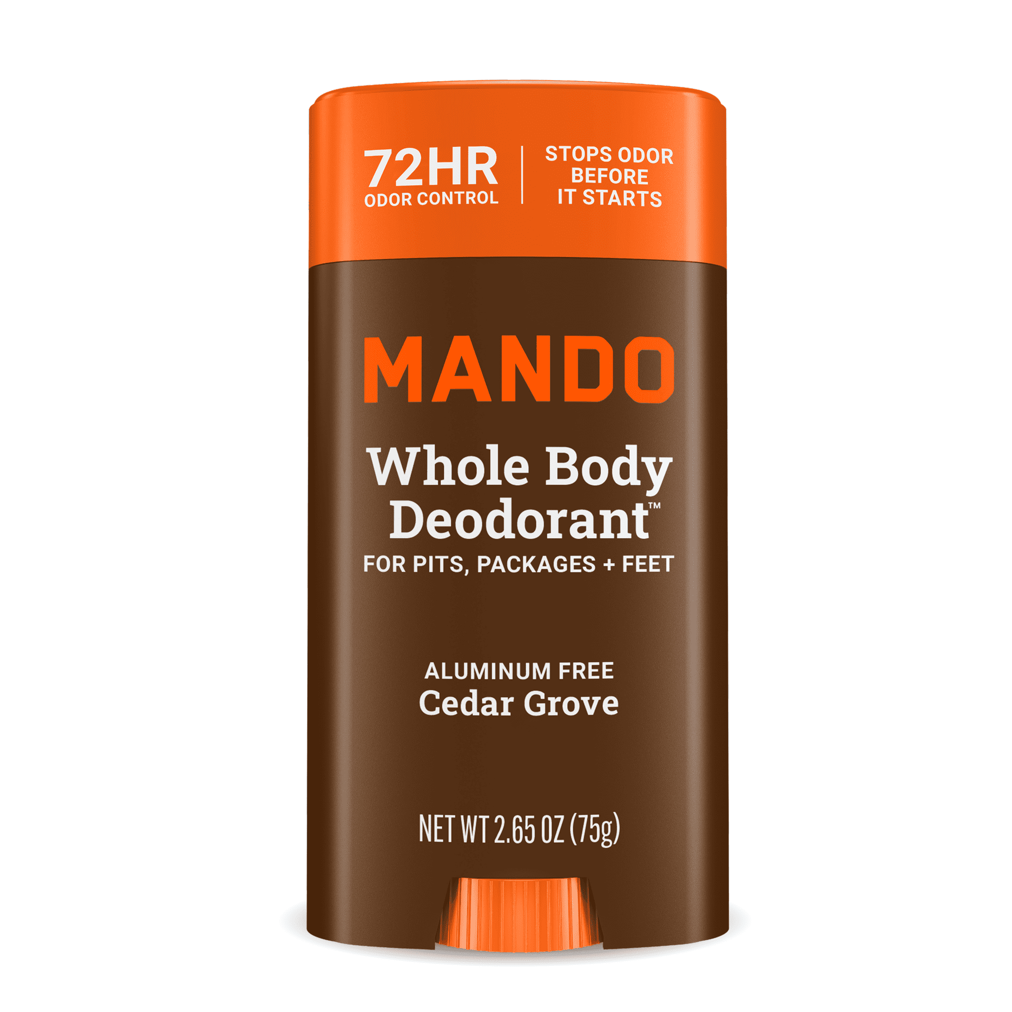 Mando Whole Body Deodorant Stick for Men, Aluminum-Free, 72-Hour Odor Control, Cedar Grove, 2.65 oz