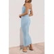 thumbnail image 4 of Vestido PRETTYGARDEN Maxi Tubo Sin Tirantes Acanalado Celeste M, 4 of 6
