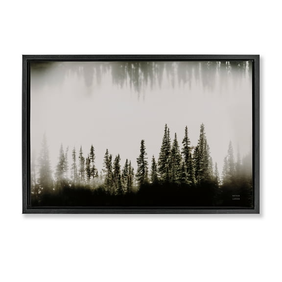 Stupell Industries Waterwood Tree Composition Landscape & Nature Painting Black Floater Framed Canvas Art Print Wall Art, 25 x 17