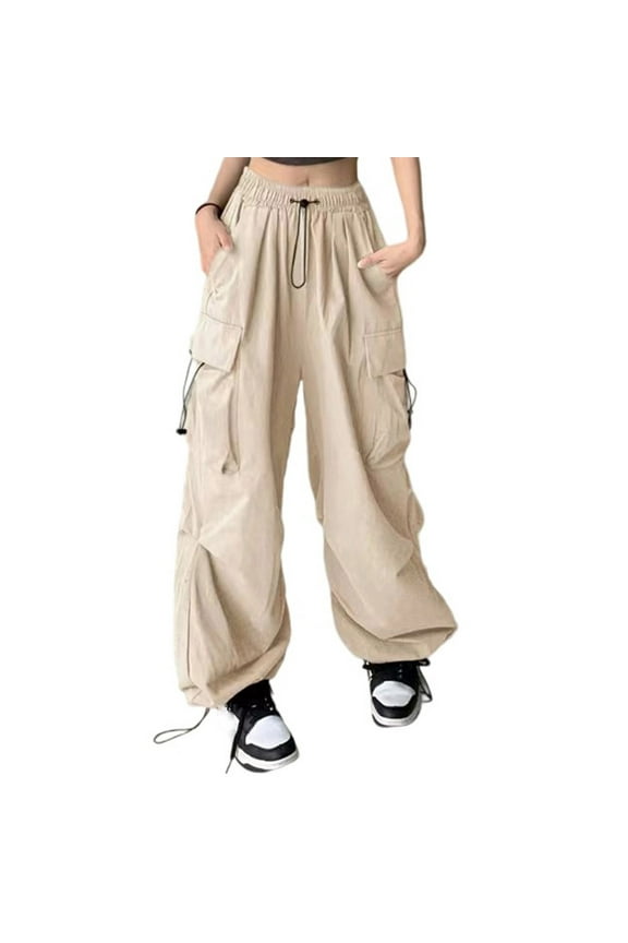 Beige Pants for Women Summer Fall Denim Loose Fit Cargo Casual Medieval Dance Cosplay Flared Bell Bottom Pants Womens 2026 S