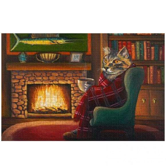 EQWLJWE Puzzle Toys Cat by the Fire Puzzles 1000 Piece Large Puzzle Game Interesting Toys Personalized Gift