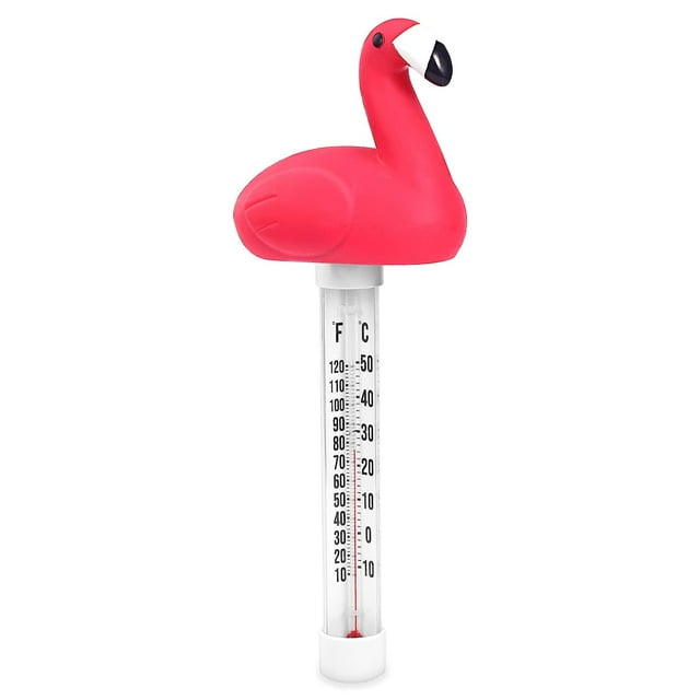Termómetro flotante para piscina, termómetro de temperatura de piscina para inmersión en frío, pantalla grande, fácil de leer, resistente a roturas, para exteriores e interiores (flamenco)