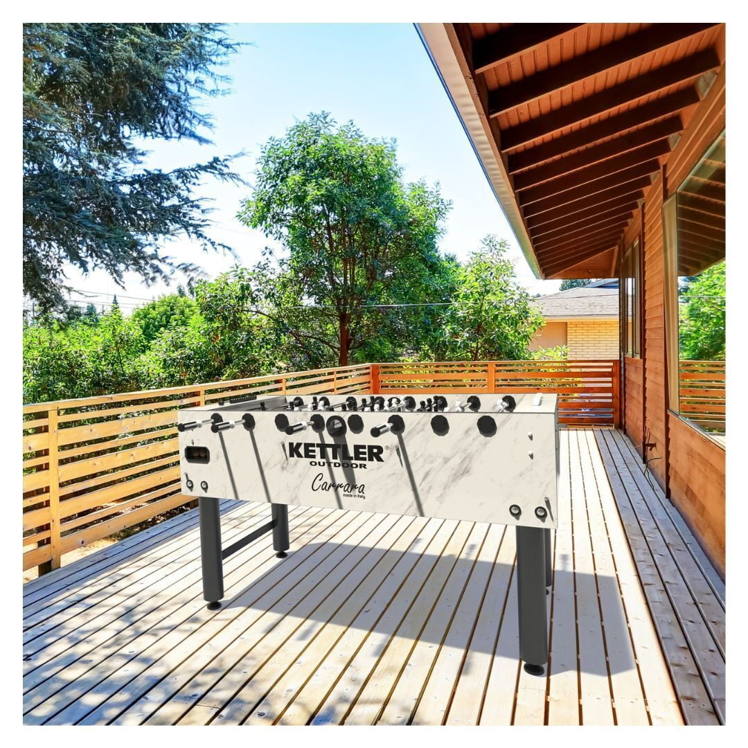 Kettler Carrara Outdoor Foosball Table with 360 Degree Goalie Rotation, 5 Resin Balls, 5 Cork Balls and Premium Storage Cover