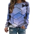 thumbnail image 1 of Camisas informales de manga larga para mujer, sudadera de cuello redondo con estampado de rombos geométricos, jersey de cuello redondo, Tops tipo túnica holgados Pompotops FGAJ951, 1 of 6