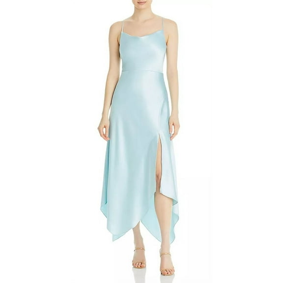 Aqua Womens Satin Drape Midi Dress