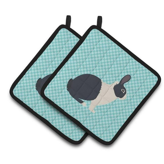 Caroline's Treasures Dutch Rabbit Blue Check Pair of Pot Holders