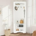 thumbnail image 3 of Corner Hall Tree with Shoe Bench, Versatile Entryway Coat Rack with 4 Hooks, Corner Cabinet with Adjustable Shelf for Hallway, Living Room, 3 of 6