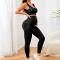 thumbnail image 6 of Gyujnb 2 Piece Maternity Yoga Outfit Ribbed Tank Top High Waist Stretch Leggings Seamless Workout Loungewear Set For Pregnant Women,L, 6 of 6