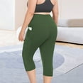 thumbnail image 6 of vigerkar Plus Size Leggings with Pockets for Women, High Waisted Capri Yoga Workout Pants Cropped Tights Green, 2XL, 6 of 9