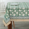 thumbnail image 6 of Ridhi 100% Cotton Hand Block Print Thanksgiving Tablecloth 72"x140" Moss Green, 6 of 7