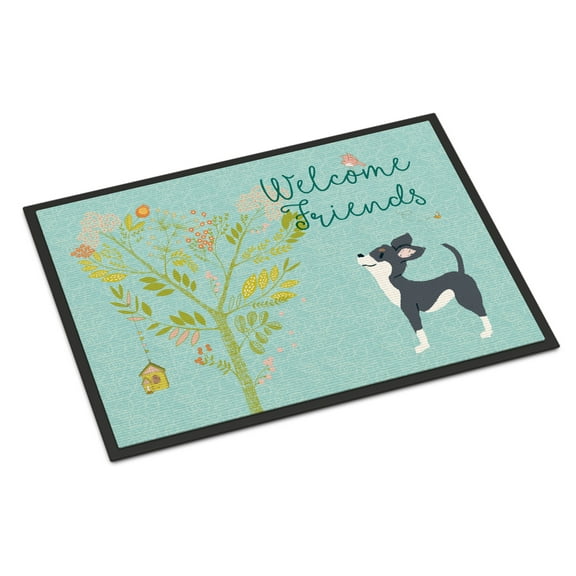 Welcome Friends Black White Chihuahua Door Mat
