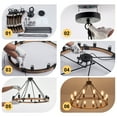 thumbnail image 6 of Wozzio Farmhouse 12-Light Wood Wagon Wheel Chandelier, Rustic Round Chandelier For Kitchen Island with No Bulbs Included, 6 of 8