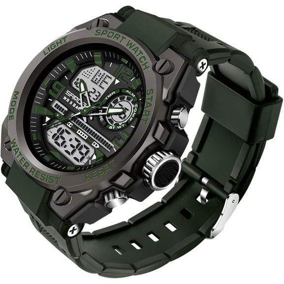 Men's Watches Outdoor Sports Waterproof Military Watch Tactical Digital Analog Wrist Watch Date Multi Function Led Large Face Alarm Stopwatch for Man