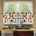 thumbnail image 4 of Yayeee Kitchen Curtains Tier Set of 2 Light Filtering 57"x24" Over Sink Window Panels, Blue Geometric, 4 of 7
