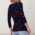 thumbnail image 3 of Iaqnaocc 4th Of July Tops for Women Trendy Ribbed 3/4 Sleeve American Flag Striped Independence Day Tees Slim Fitted Fashion Crew Neck Summer Freedom Tee Tops Black XXL, 3 of 3