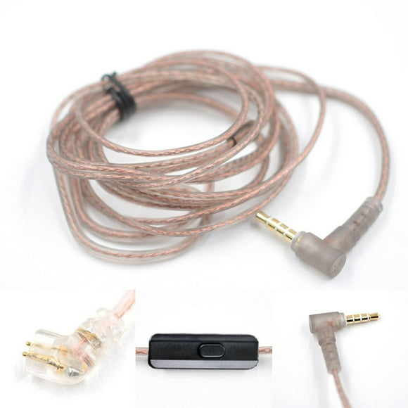 KZ KZ 0.75mm Oxygen-Free Copper Earphone Cable with Gold-Plated Pins, High-Frequency Ductility, Transparent Sound, Mic and Control, C Pin, 125cm Length