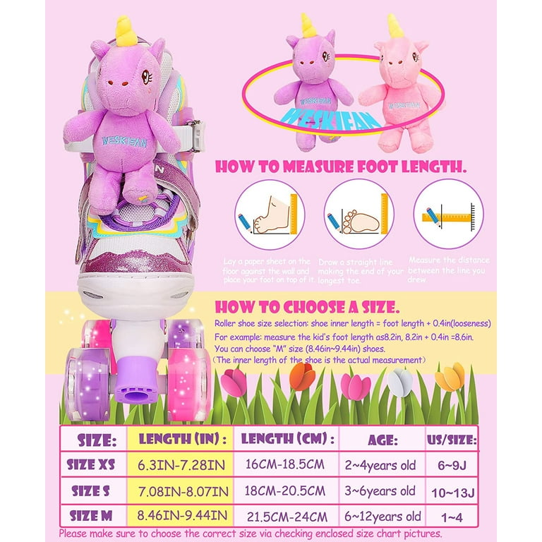 Unicorn Kids Toddler Roller Skates for Girl Light up