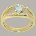 thumbnail image 2 of LBG British Made Real 9k Yellow Gold Natural Aquamarine & Diamond Womens Band Ring - 33 size options - Size 6.25, 2 of 7