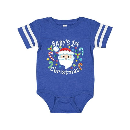 

Inktastic Baby s 1st Christmas Santa with Candy Canes Gift Baby Boy or Baby Girl Bodysuit