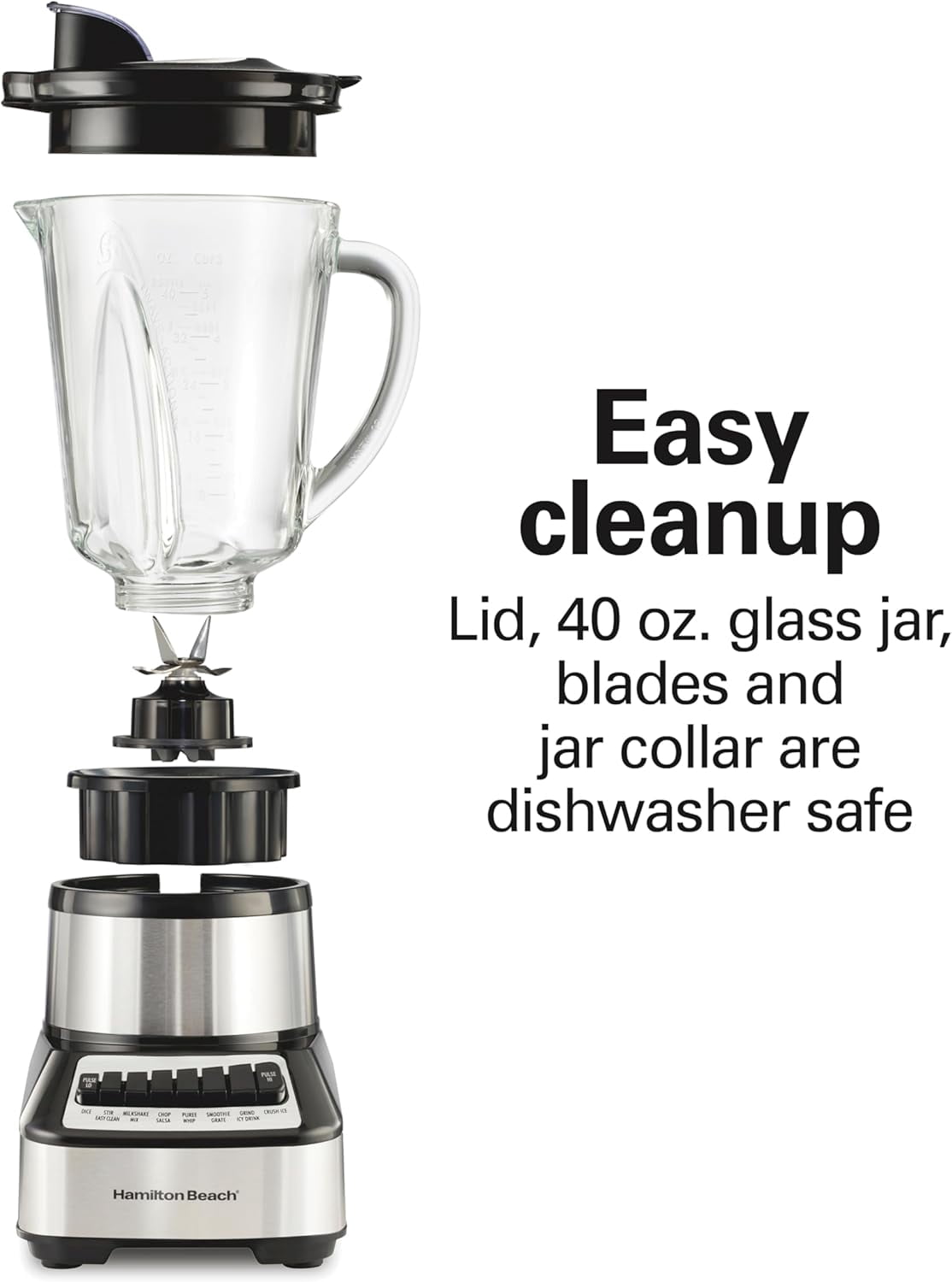Wave Crusher Blender With 40 Oz Glass Jar, 14 Functions, 700 , Ice  Blades, Black + Stainless Steel